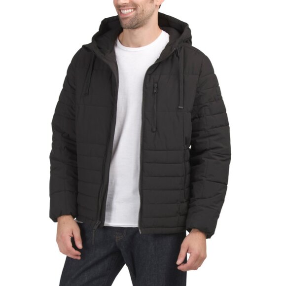 ANDREW MARC Black Fitzroy Quilted Hooded Puffer Jacket - Picture 1 of 2